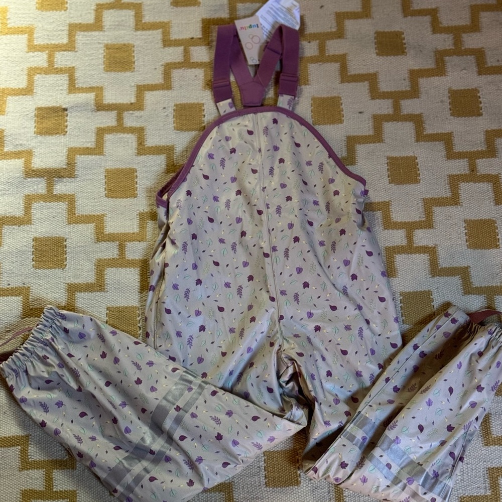 Lupilu Kids Purple Leaf Print Overalls Snow Bib